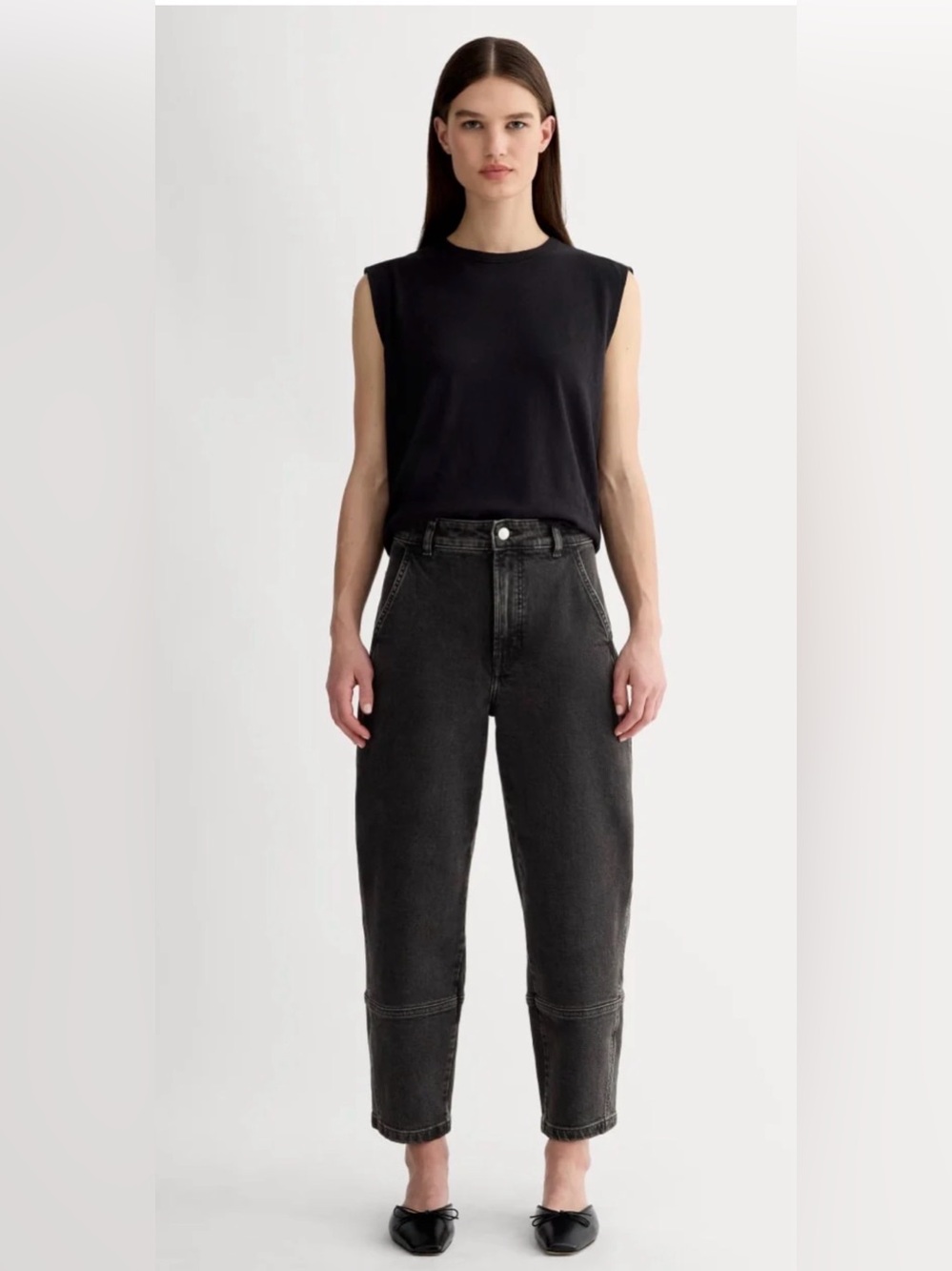 Everlane Utility Barrel Jean Organic Cotton Washed Black 31R Size 12